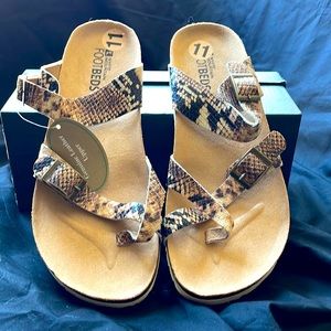 White mountain sandals - real leather, snakeskin print straps